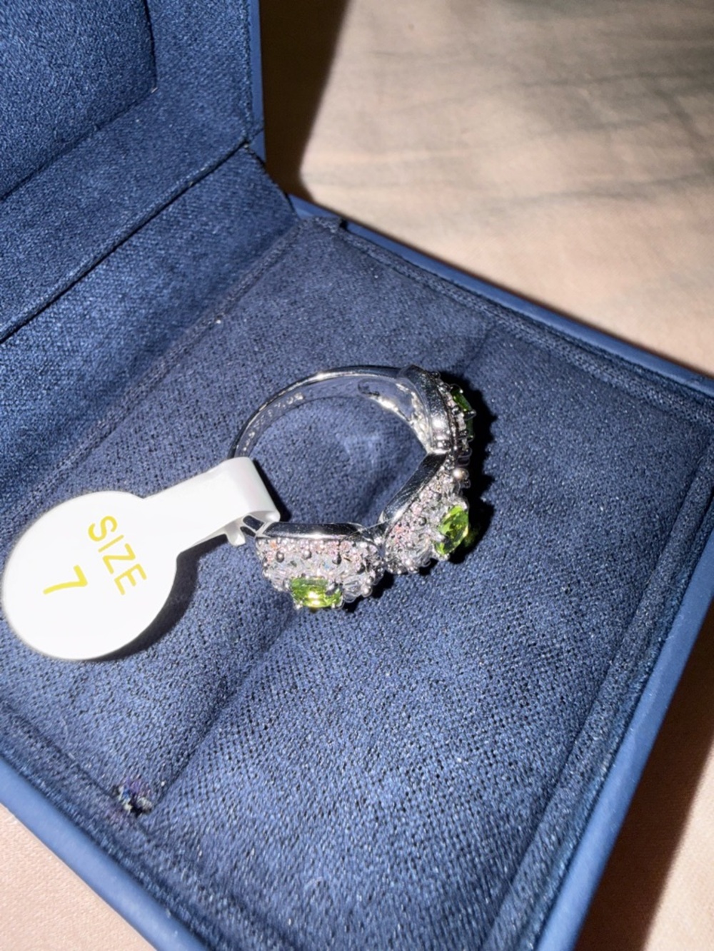 Bomb Party RG72105 “Dewy Twilight Leaves” Lab Created Peridot Rhodium Plating - Picture 4 of 6
